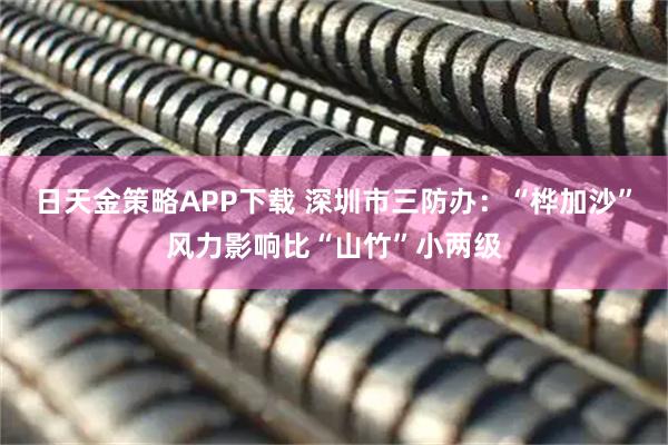 日天金策略APP下载 深圳市三防办：“桦加沙”风力影响比“山竹”小两级