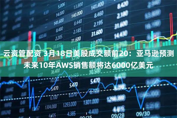 云资管配资 3月18日美股成交额前20：亚马逊预测未来10年AWS销售额将达6000亿美元