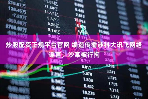 炒股配资正规平台官网 编造传播涉科大讯飞网络谣言，沙某被行拘